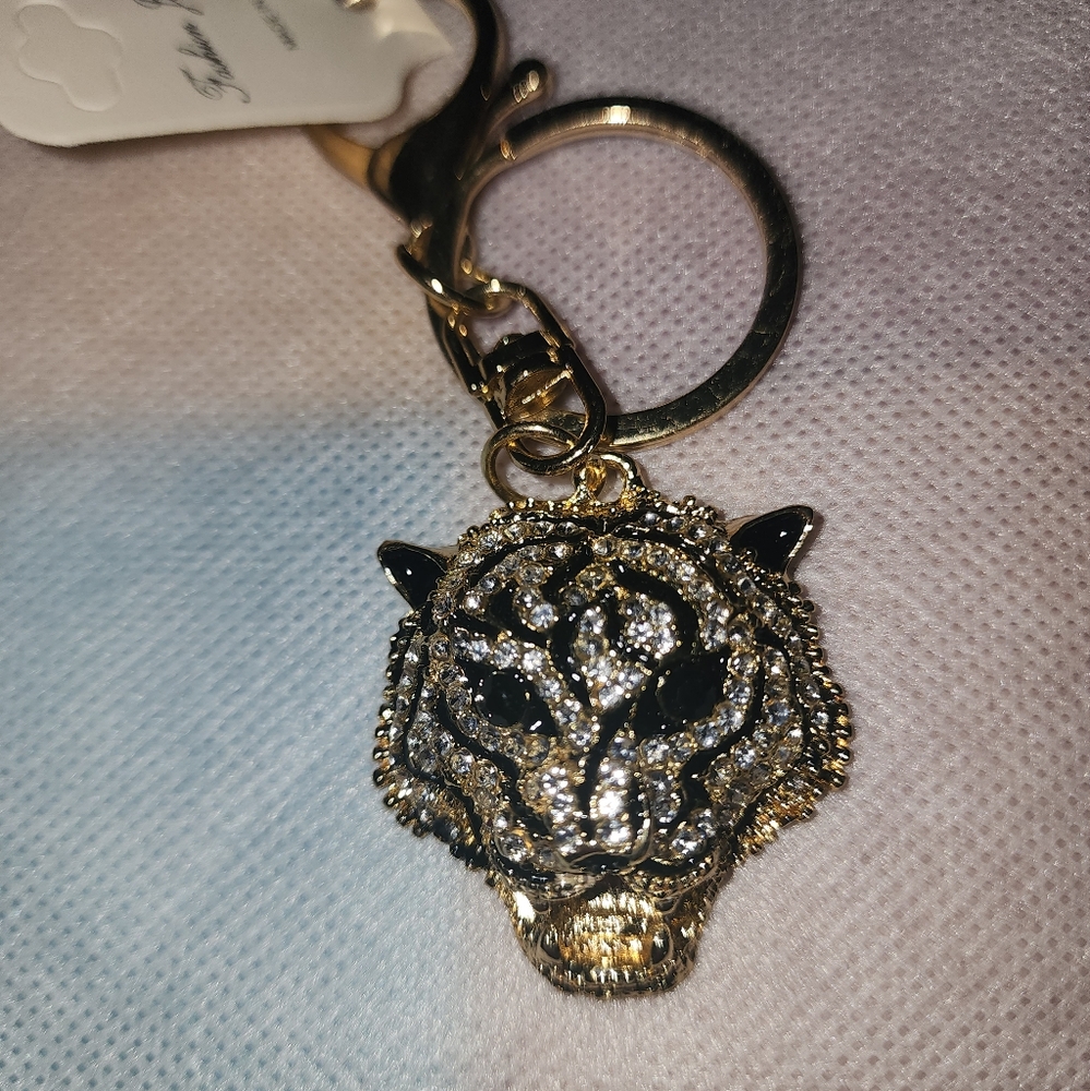 Tiger Head Bling Keychain Purse Charm